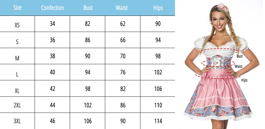 Dirndl Size Chart